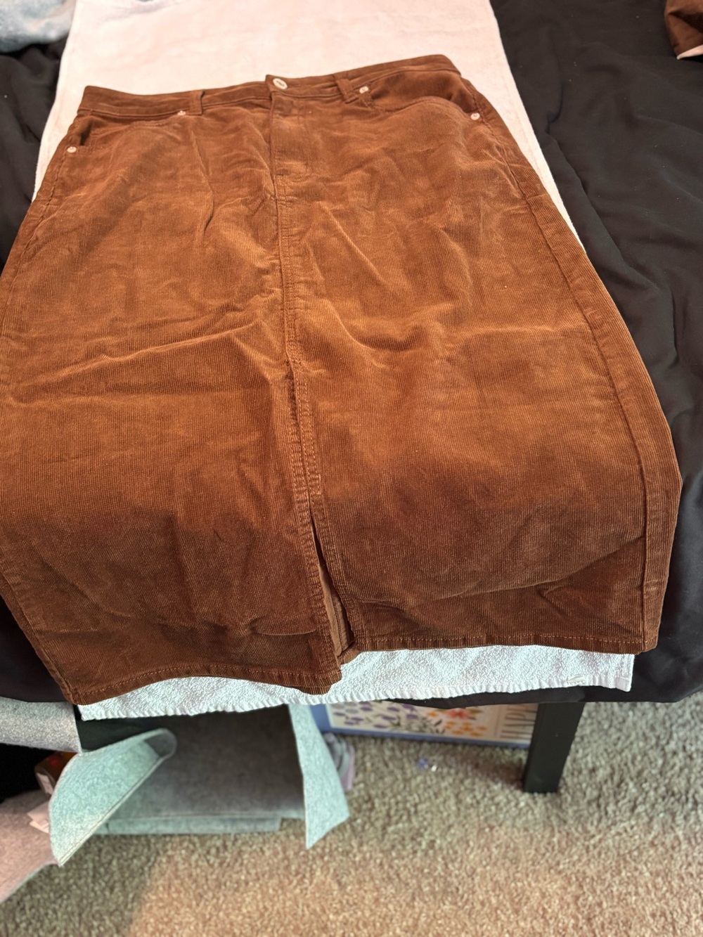 Time and Tru Brown Corduroy Skirt with Front Slit